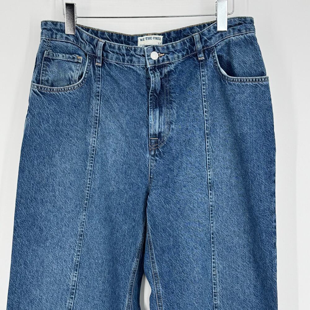We The Free Wallflower jeans women's 33 wide leg mid rise flare blue denim retro - Picture 2 of 9
